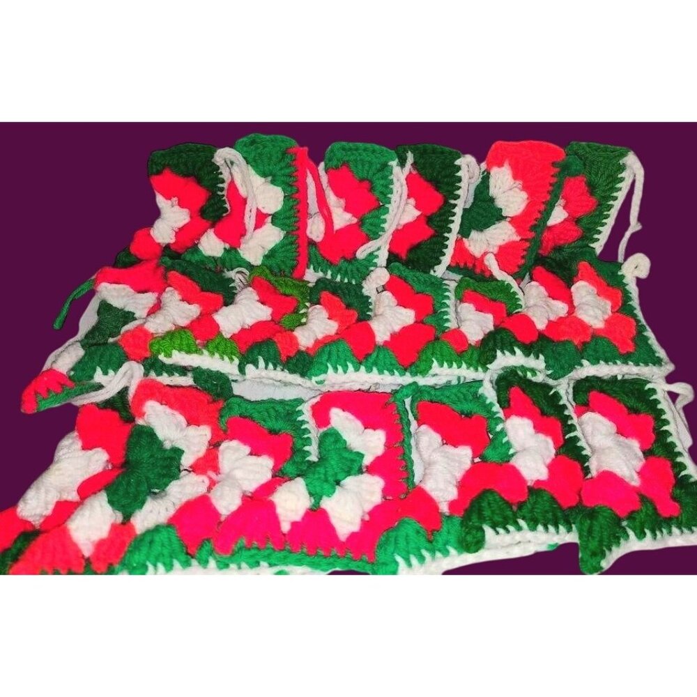 21 Vintage 1950 Handmade Crochet Mini Christmas Ornaments Stockings •H